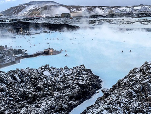 View of the Blue Lagoon from the top, Iceland